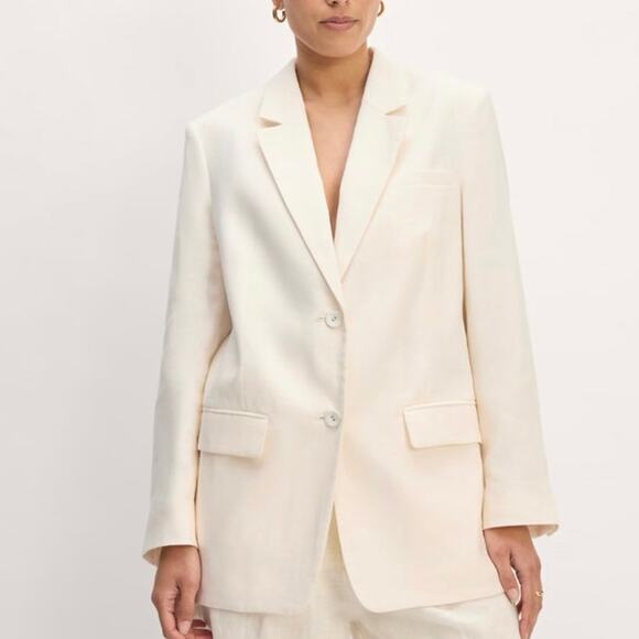 NWT Everlane Linen Oversized Blazer Size 14 Bone Lightweight Lagenlook Minimal